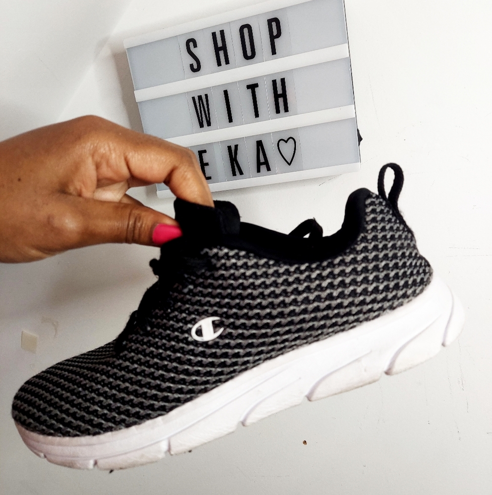 Black and white champion sneakers for boys